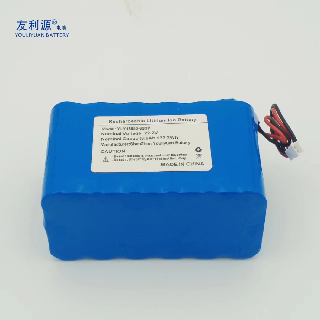 OEM ODM Rechargeable Cylinder/Cylindrical 18650 Battery 24V Battery 6000mAh Lithium Ionbattery Pack with 6s3p Connectors Wires PCM/PCB