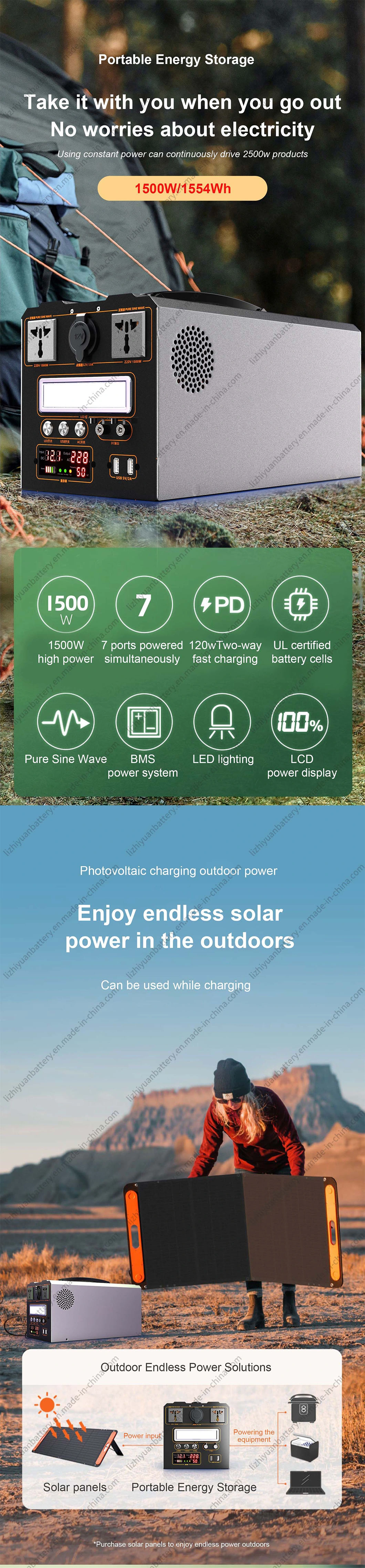 Special 1500W Customizable Emergency Energy Storage Power Supply Lithium Battery